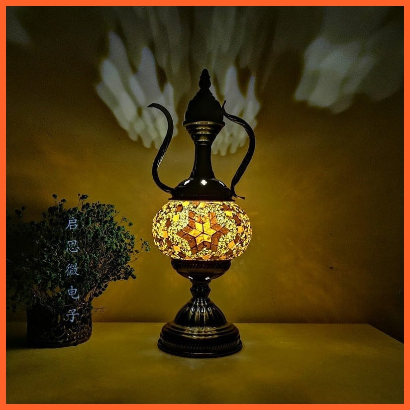 whatagift.com.au CS 1 / EU plug Mediterranean style Turkish Mosaic Table Lamp | Handcrafted Mosaic Glass Romantic Bed light