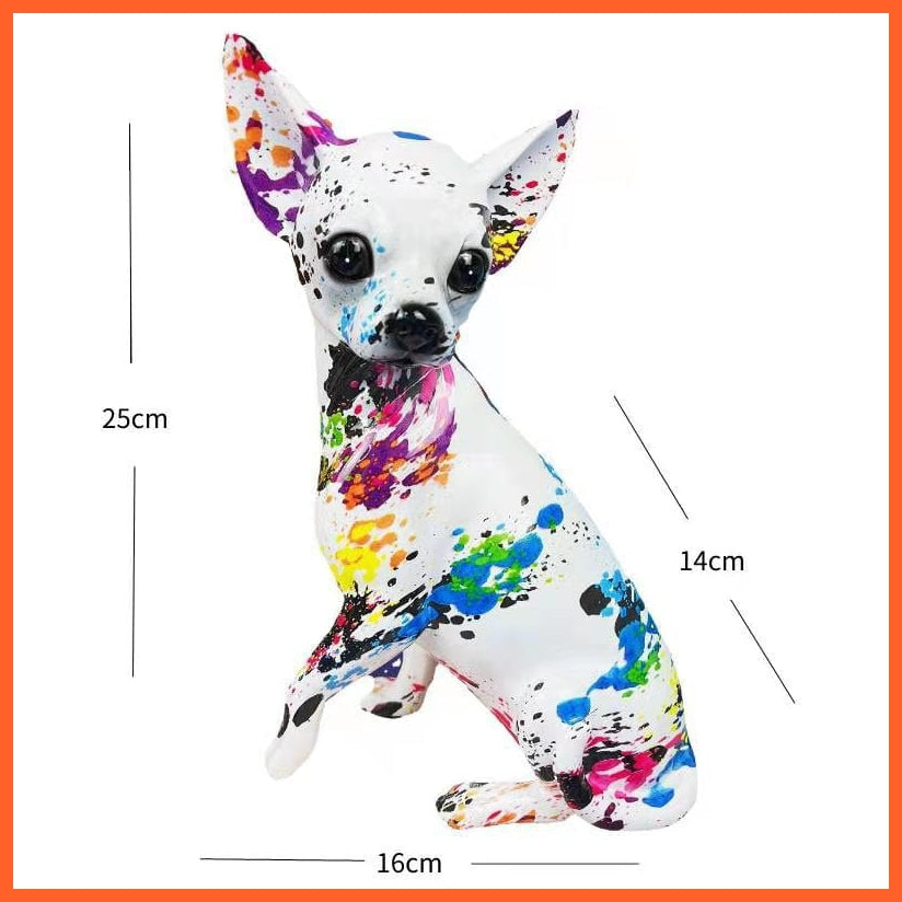 whatagift.com.au D-16x14x25cm Nordic Colorful Graffiti Bulldog & Chihuahua Dog Painted Statue | Room Decoration Sculpture