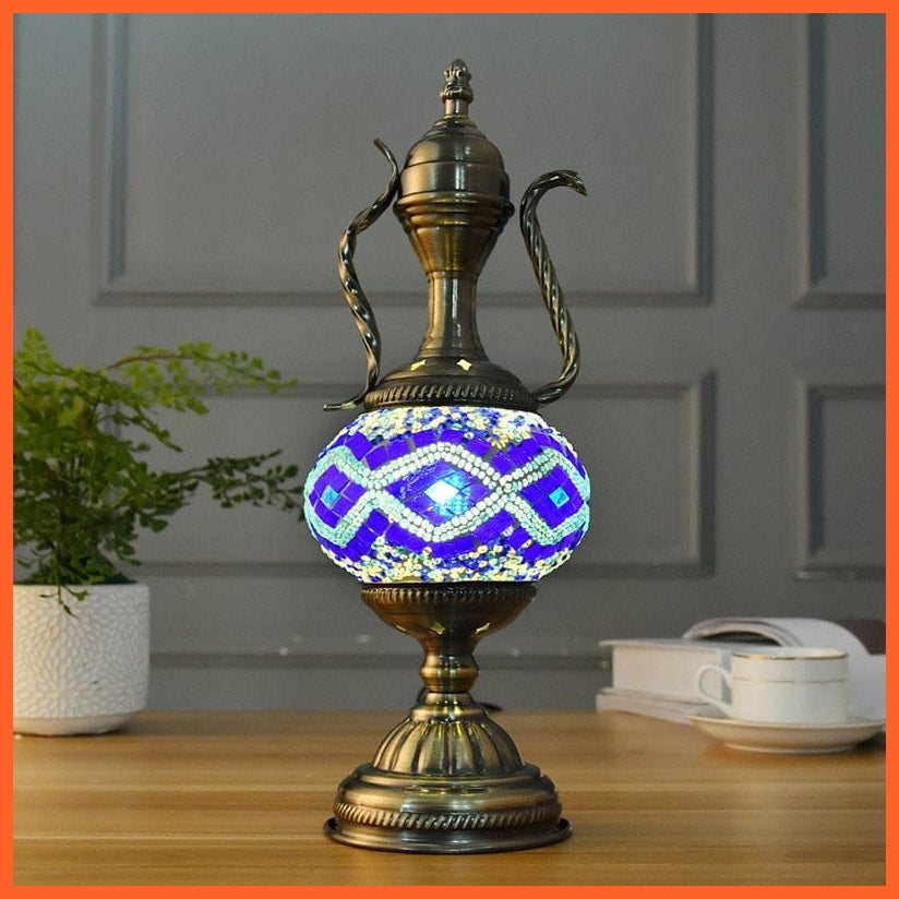 whatagift.com.au DBG / EU plug Mediterranean style Turkish Mosaic Table Lamp | Handcrafted Mosaic Glass Romantic Bed light