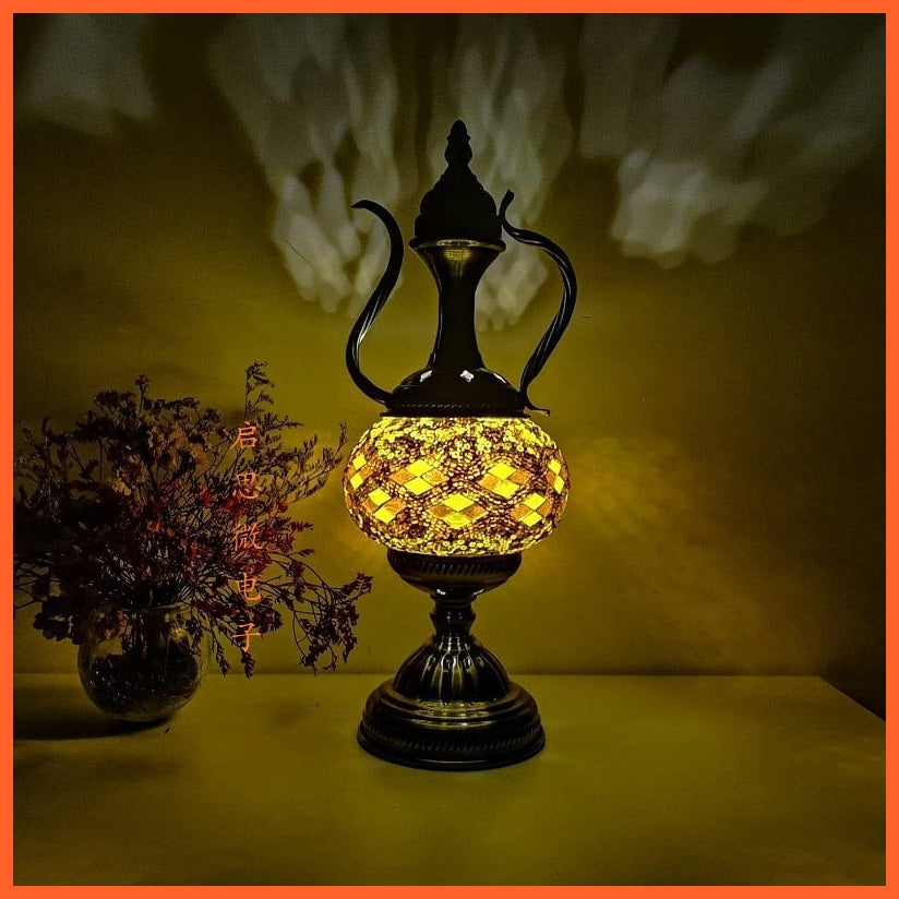 whatagift.com.au DCY / EU plug Mediterranean style Turkish Mosaic Table Lamp | Handcrafted Mosaic Glass Romantic Bed light
