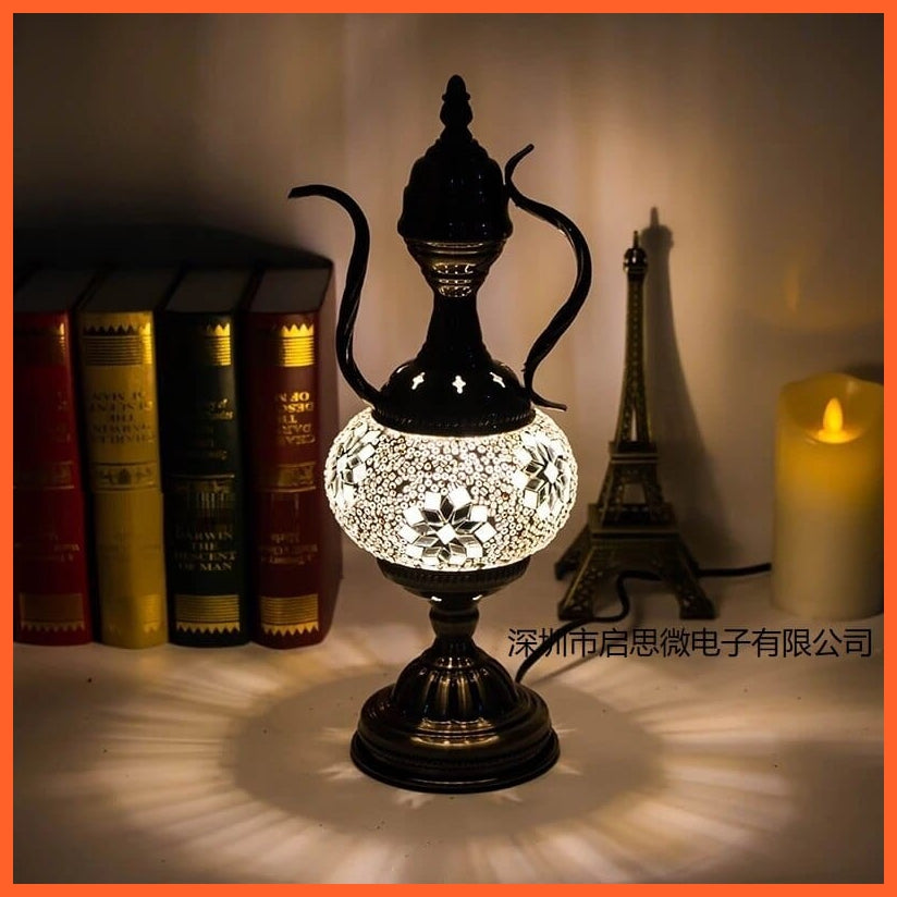 whatagift.com.au FW / EU plug Mediterranean style Turkish Mosaic Table Lamp | Handcrafted Mosaic Glass Romantic Bed light