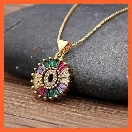 whatagift.com.au gifts for her O Multicolor Charming With Gold Touch Letter Pendants & Necklace