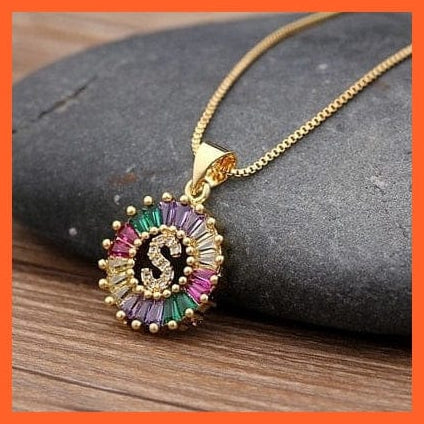 whatagift.com.au gifts for her S Multicolor Charming With Gold Touch Letter Pendants & Necklace