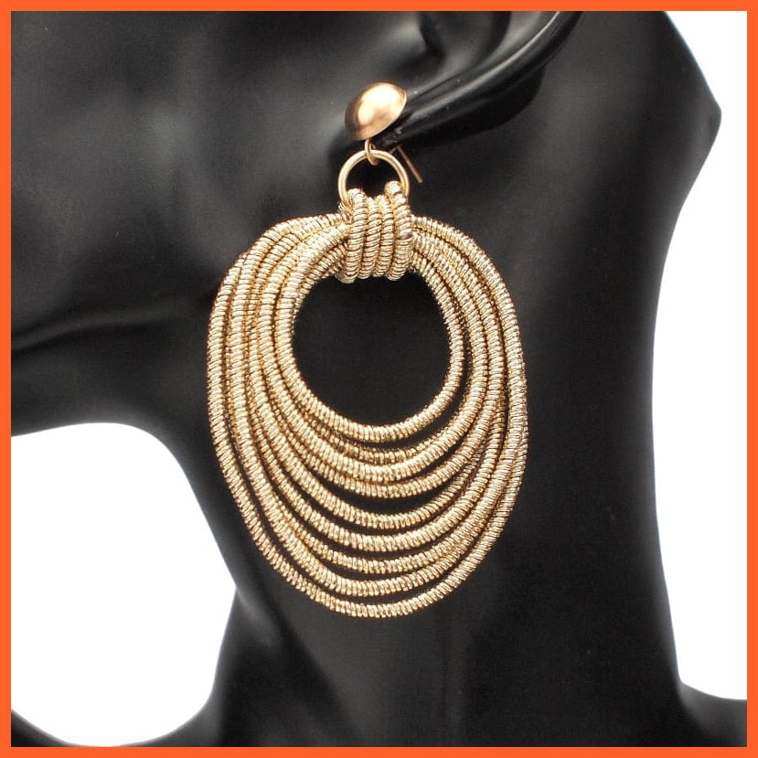 whatagift.com.au Gold Color Metal Round Multilayer Dangle Earrings for Women