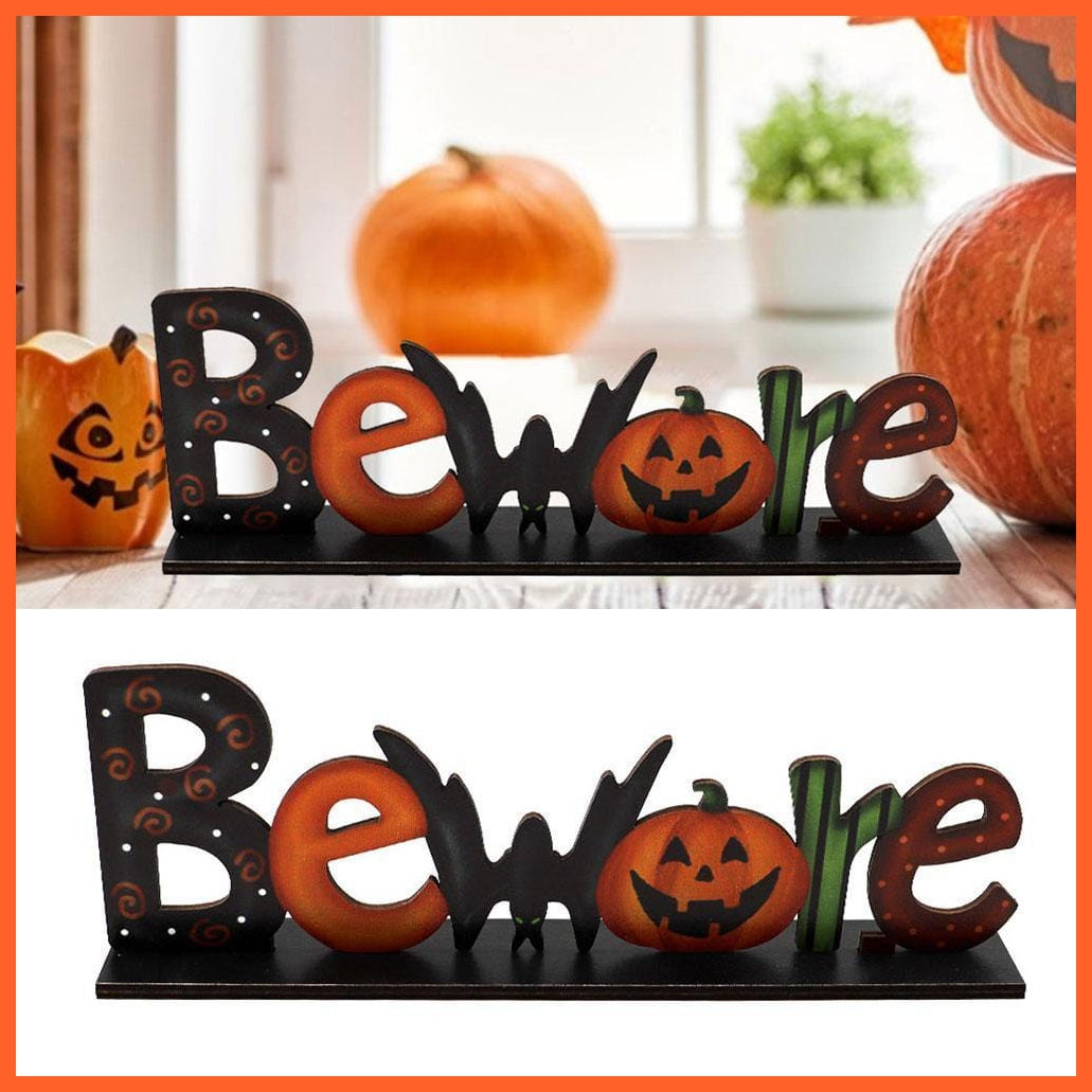 whatagift.com.au Halloween Wooden Letters | Cartoon Pumpkin Table Decoration | Halloween Party Supplies