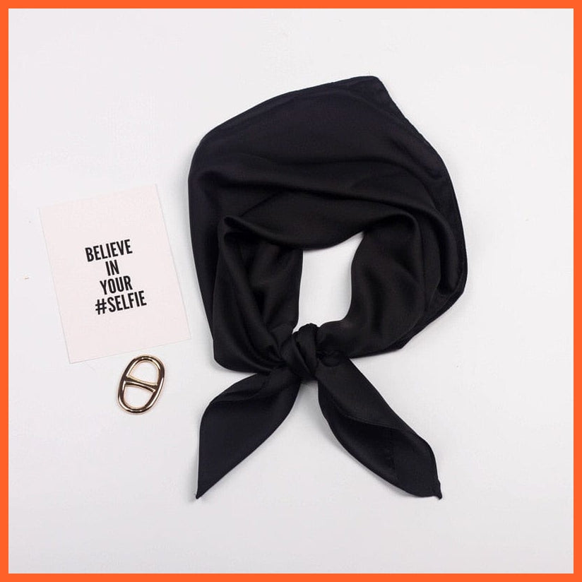 whatagift.com.au Handkerchief Black / 70x70cm Solid Silk Handkerchief Small Hair Scarf For Women | Cute Plain Neck Scarves