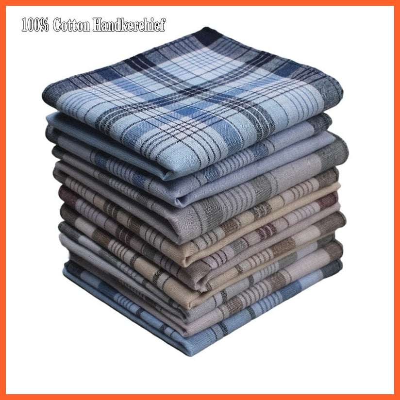 whatagift.com.au Handkerchief Cotton Men's Plaid Striped Square Vintage handkerchief 10pcs/lot