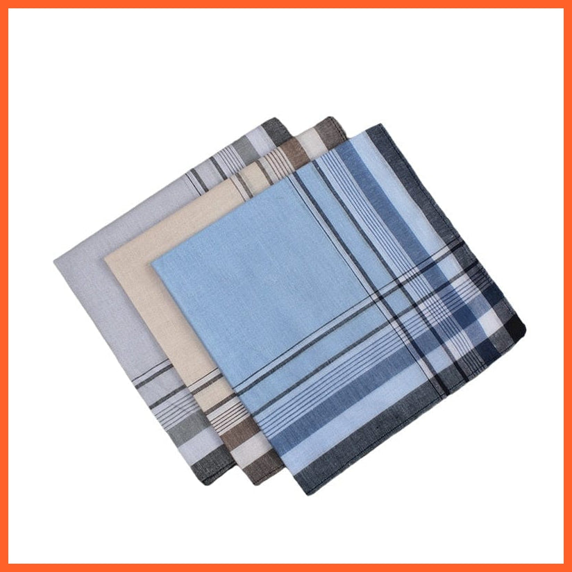 whatagift.com.au Handkerchief Cotton Men's Plaid Striped Square Vintage handkerchief 10pcs/lot