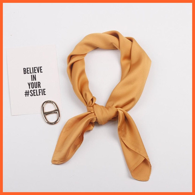whatagift.com.au Handkerchief Gold / 70x70cm Solid Silk Handkerchief Small Hair Scarf For Women | Cute Plain Neck Scarves
