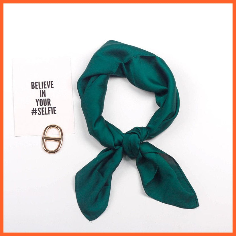 whatagift.com.au Handkerchief Green / 70x70cm Solid Silk Handkerchief Small Hair Scarf For Women | Cute Plain Neck Scarves
