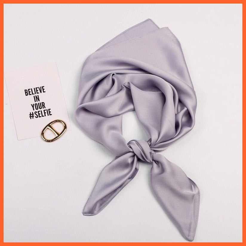 whatagift.com.au Handkerchief Grey / 70x70cm Solid Silk Handkerchief Small Hair Scarf For Women | Cute Plain Neck Scarves