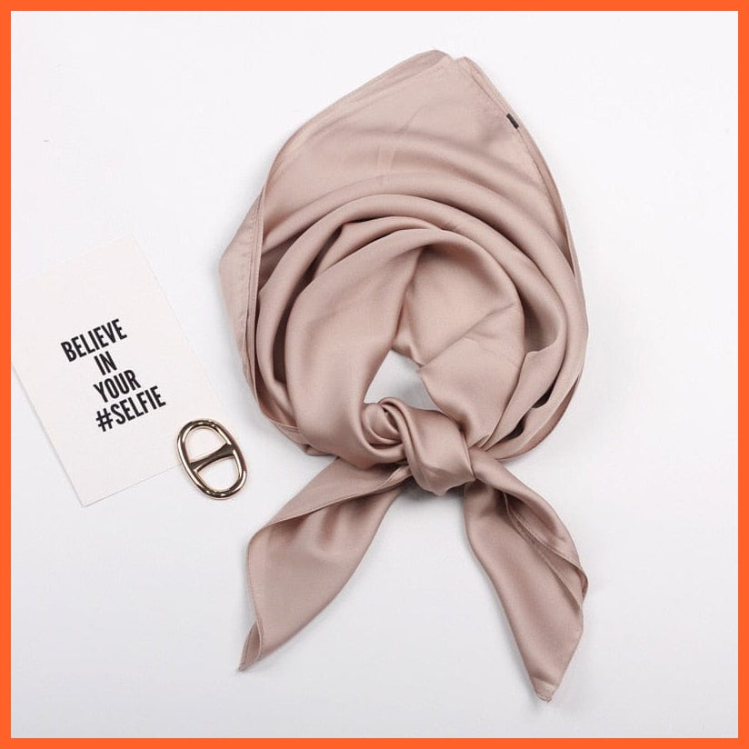 whatagift.com.au Handkerchief Khaki / 70x70cm Solid Silk Handkerchief Small Hair Scarf For Women | Cute Plain Neck Scarves