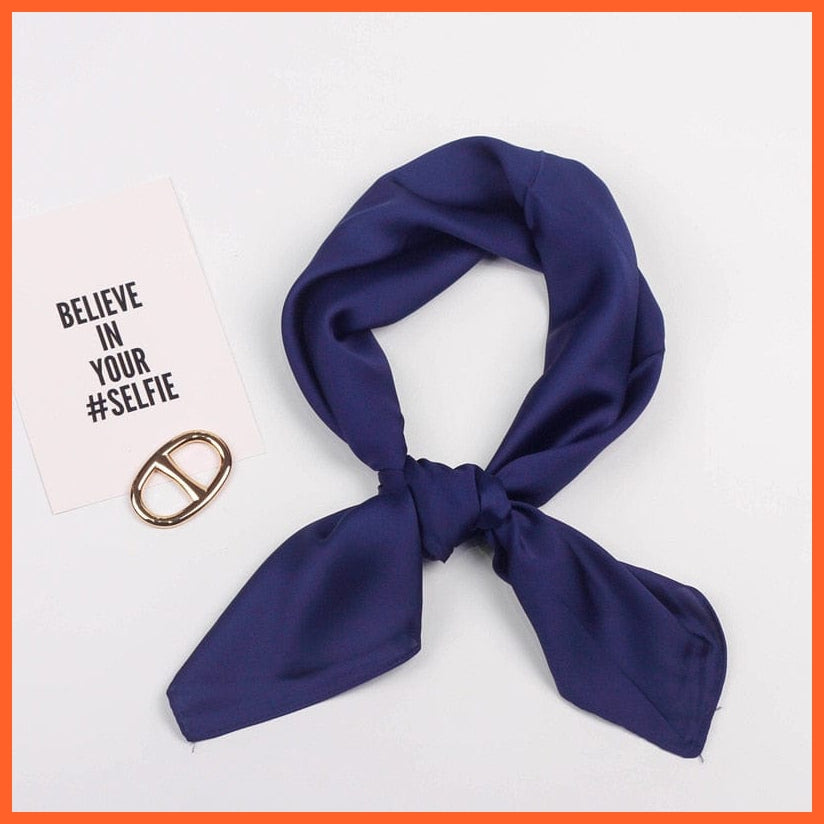 whatagift.com.au Handkerchief Navy / 70x70cm Solid Silk Handkerchief Small Hair Scarf For Women | Cute Plain Neck Scarves