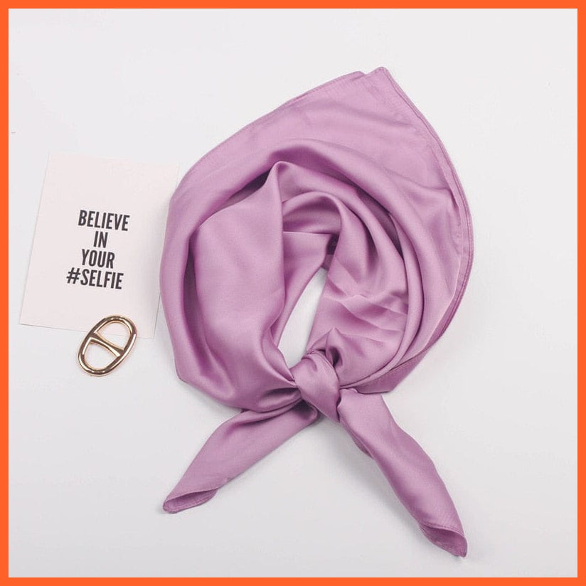 whatagift.com.au Handkerchief purple / 70x70cm Solid Silk Handkerchief Small Hair Scarf For Women | Cute Plain Neck Scarves