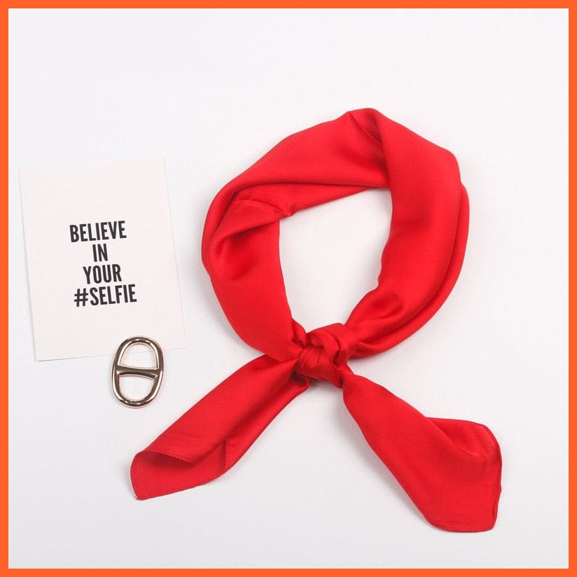 whatagift.com.au Handkerchief Red / 70x70cm Solid Silk Handkerchief Small Hair Scarf For Women | Cute Plain Neck Scarves