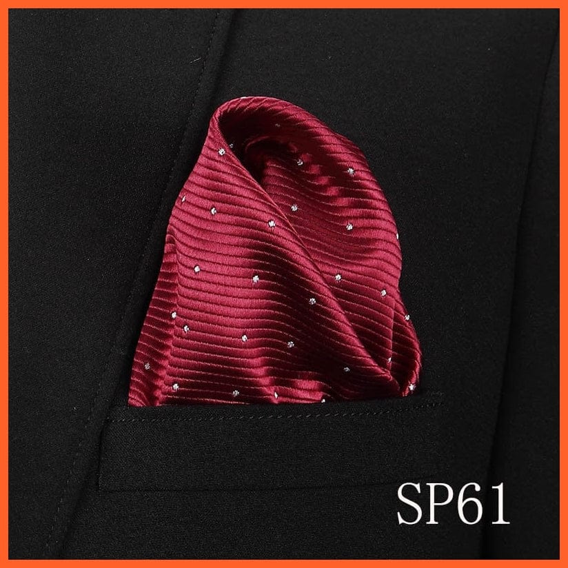 whatagift.com.au Handkerchief SP61 Fashion Silk Vintage Hankies Men'S Pocket Square Striped Solid Handkerchiefs