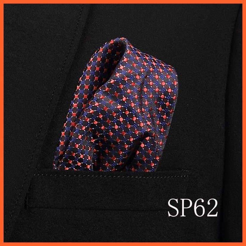 whatagift.com.au Handkerchief SP62 Fashion Silk Vintage Hankies Men'S Pocket Square Striped Solid Handkerchiefs