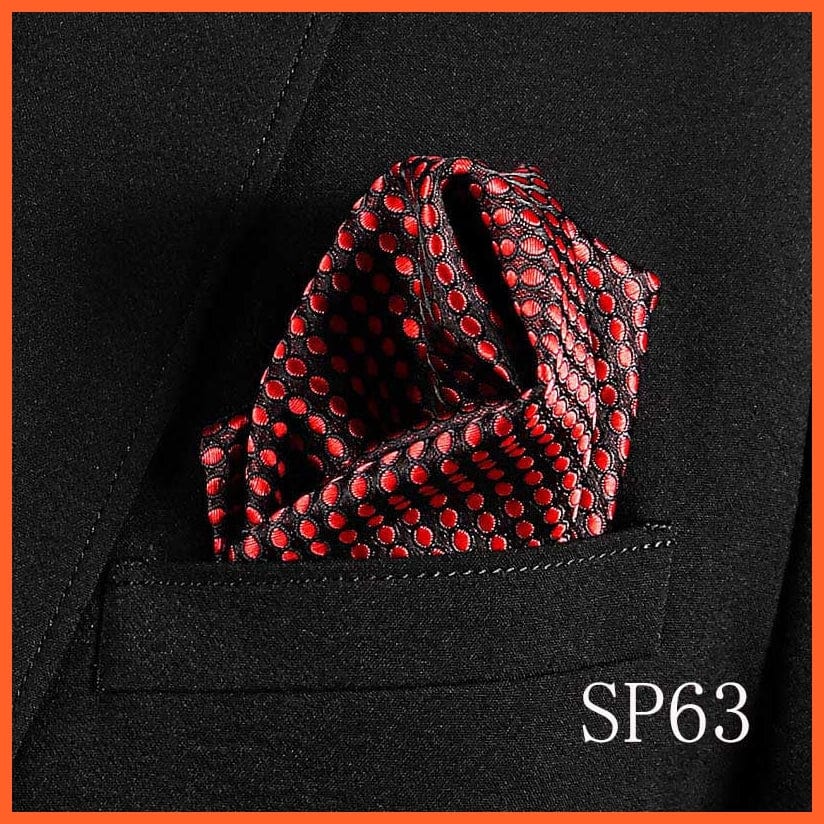 whatagift.com.au Handkerchief SP63 Fashion Silk Vintage Hankies Men'S Pocket Square Striped Solid Handkerchiefs