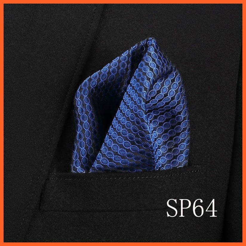 whatagift.com.au Handkerchief SP64 Fashion Silk Vintage Hankies Men'S Pocket Square Striped Solid Handkerchiefs