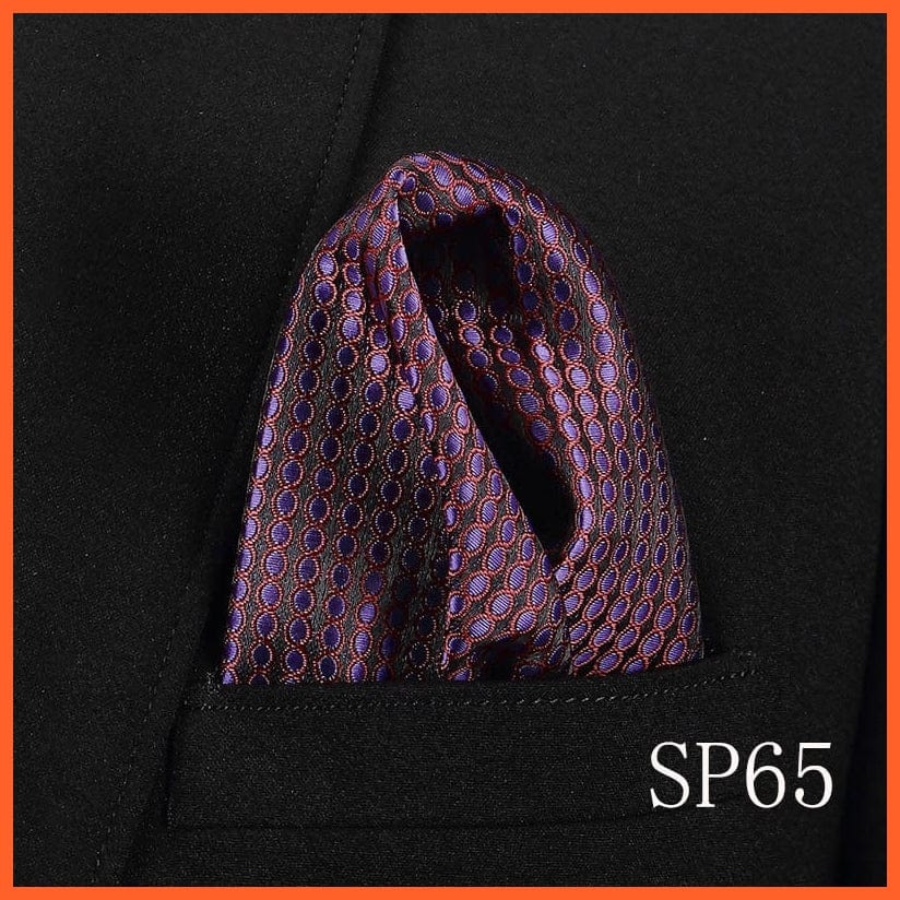 whatagift.com.au Handkerchief SP65 Fashion Silk Vintage Hankies Men'S Pocket Square Striped Solid Handkerchiefs