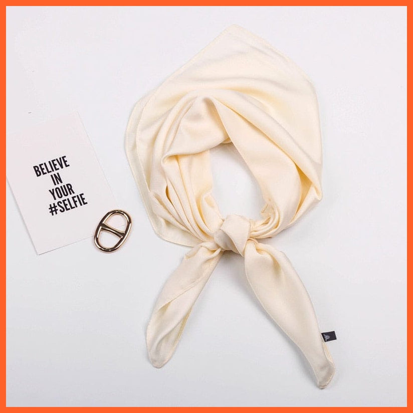 whatagift.com.au Handkerchief white / 70x70cm Solid Silk Handkerchief Small Hair Scarf For Women | Cute Plain Neck Scarves