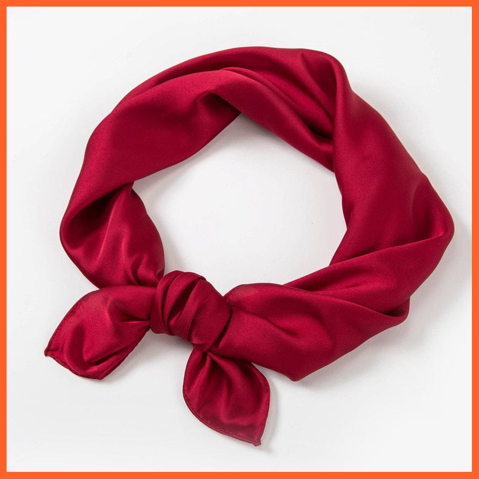 whatagift.com.au Handkerchief Wine / 70x70cm Solid Silk Handkerchief Small Hair Scarf For Women | Cute Plain Neck Scarves