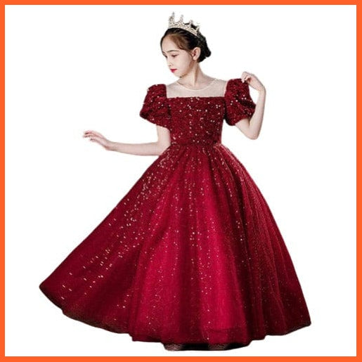 whatagift.com.au Kids Dresses Gorgeous Sequins Velvet Pageant Gown | Girls Princess Wedding Party Dress