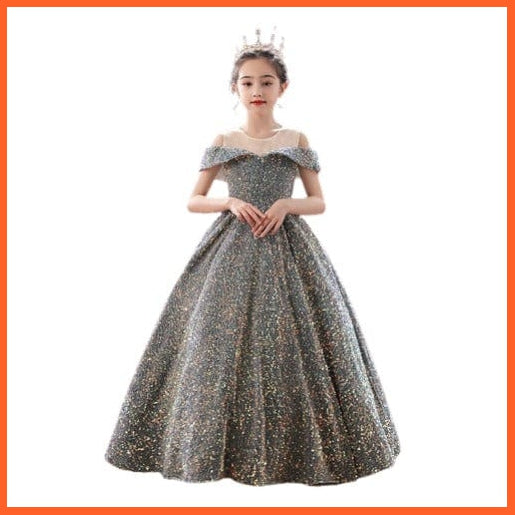 whatagift.com.au Kids Dresses Sequins Children Pageant Gown Gorgeous | Girls Princess Tulle Dress