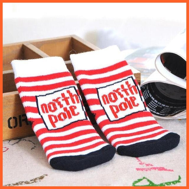 whatagift.com.au kids socks Striped / 4 to 6 year 1 Pair Cotton Winter Kids Terry Snowflake Elk Christmas Gift Socks