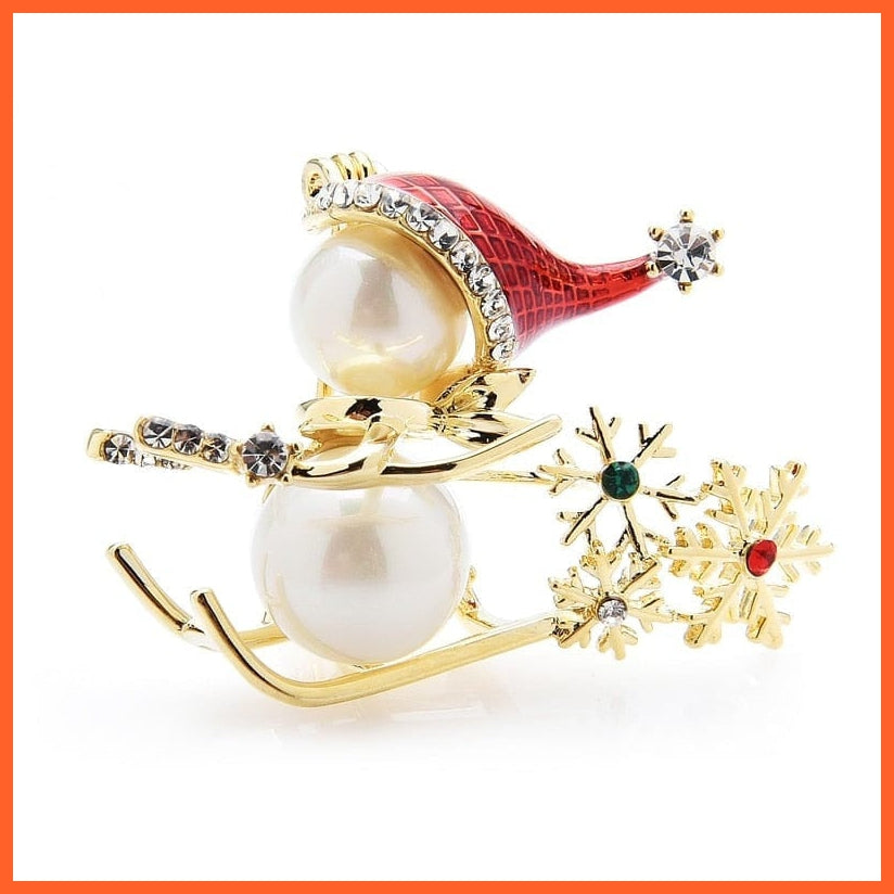 whatagift.com.au Lovely Christmas Skiing Snowman Brooches | Designer Brooch Pin Jewelry