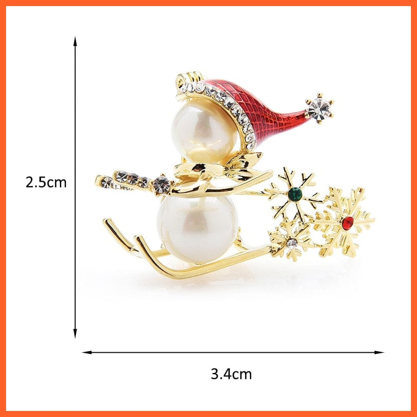 whatagift.com.au Lovely Christmas Skiing Snowman Brooches | Designer Brooch Pin Jewelry