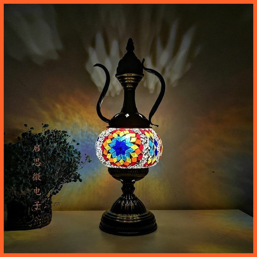 whatagift.com.au M25 / EU plug Mediterranean style Turkish Mosaic Table Lamp | Handcrafted Mosaic Glass Romantic Bed light
