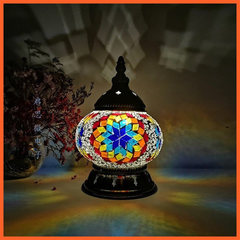 whatagift.com.au M25 / EU plug Newest Turkish Mosaic Table Lamp | Handcrafted Glass Lamp |Bed Side Lamp