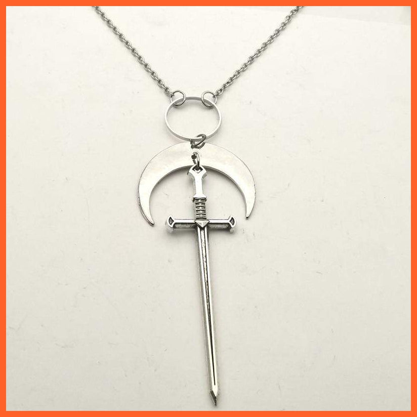Moon Sword Necklace Silver Plated Dagger Jewellery | Dark Gothic Gypsy Occult Tarot Jewellery | whatagift.com.au.