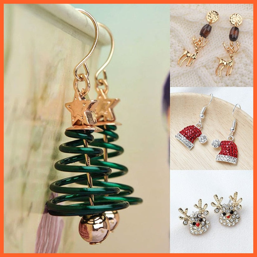 whatagift.com.au New Trendy Statement Christmas Tree Earrings For Women | Santa Claus Snowman Drop Earrings J