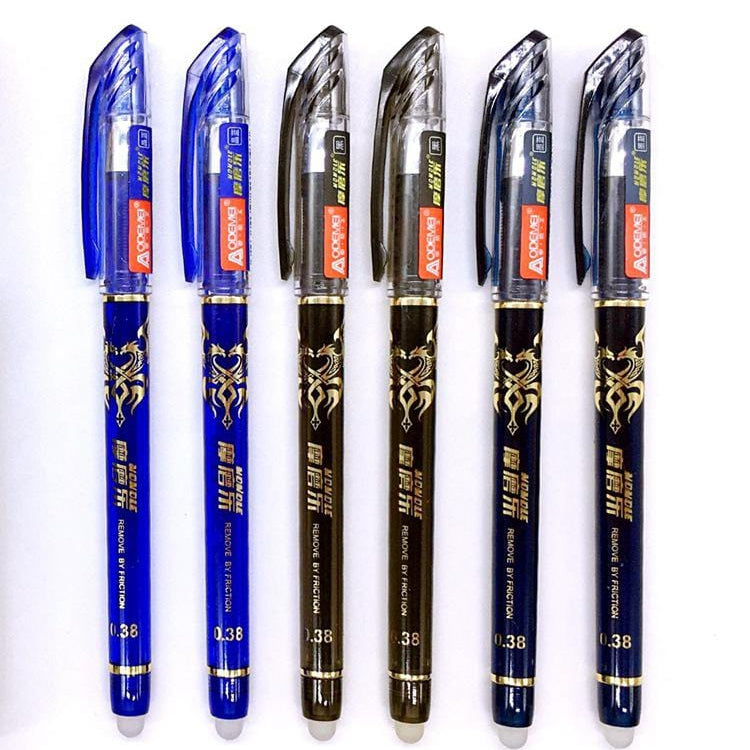 whatagift.com.au office accessories 2+50Pcs/Set 0.5Mm Blue Black Ink Erasable Refill Rod Writing Stationery Gel Ink Pen