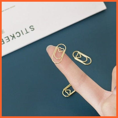 whatagift.com.au office accessories 50pcs /bag mini heart gold rose gold Color Clip | Bookmark binder paper Clips