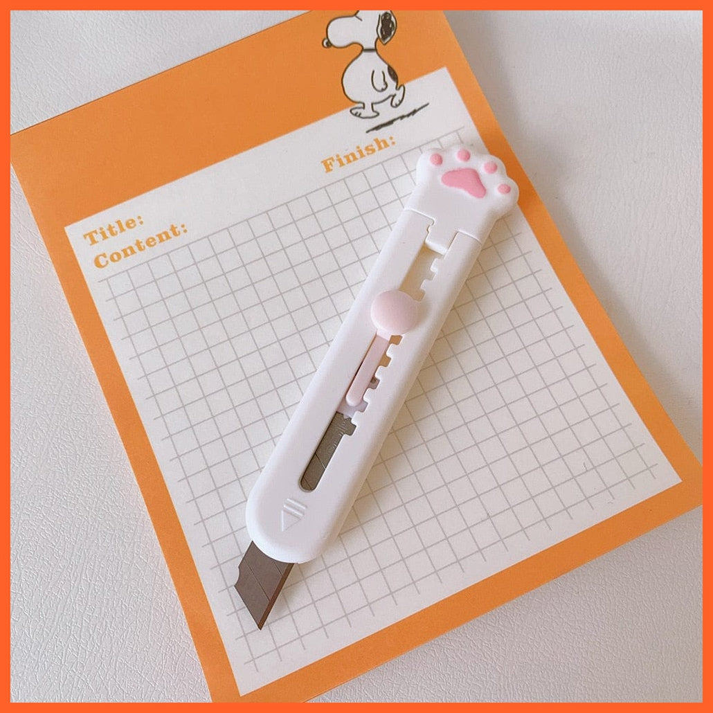 whatagift.com.au office accessories C 1 PCS Cute Girly Pink Cat Paw Alloy Mini Portable Utility Knife Cutter