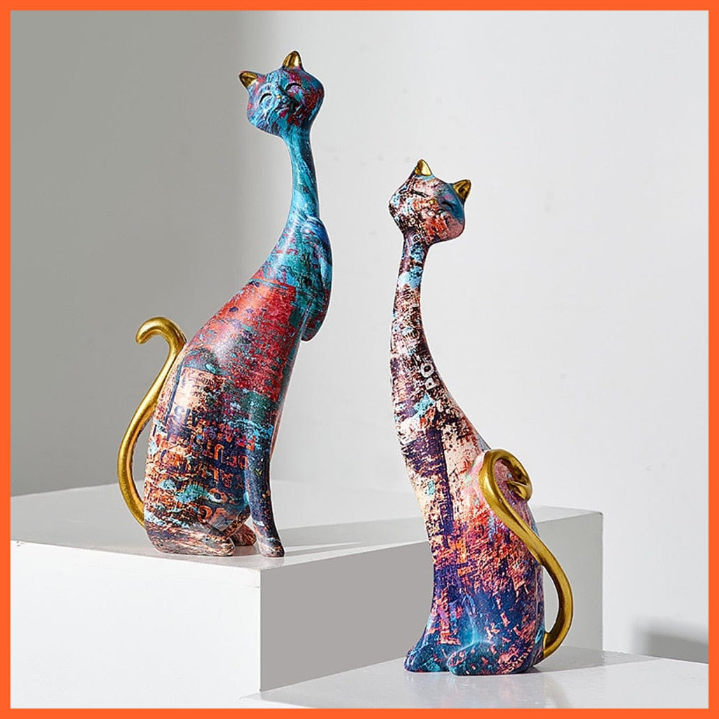 whatagift.com.au Oil Painting Cat Statues | Modern Sculpture Room Decoration Accessories