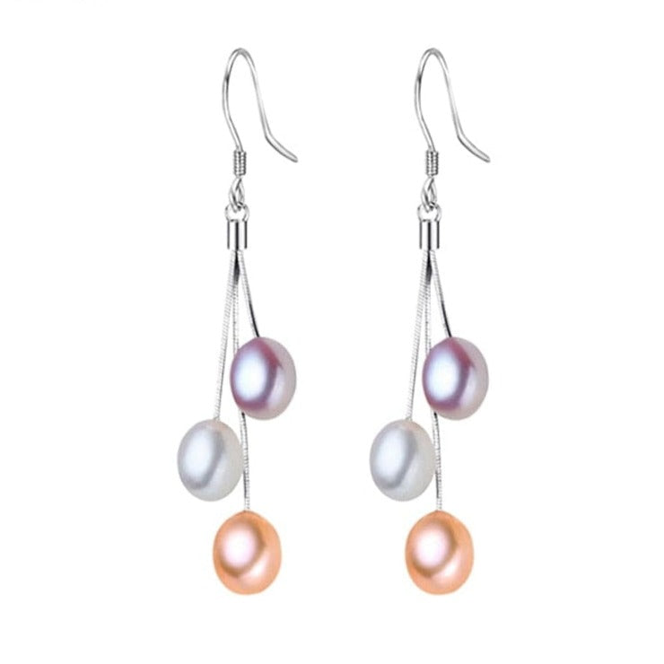 whatagift.com.au Pearl Earrings Natural Freshwater Pearl Tassels Drop Earrings