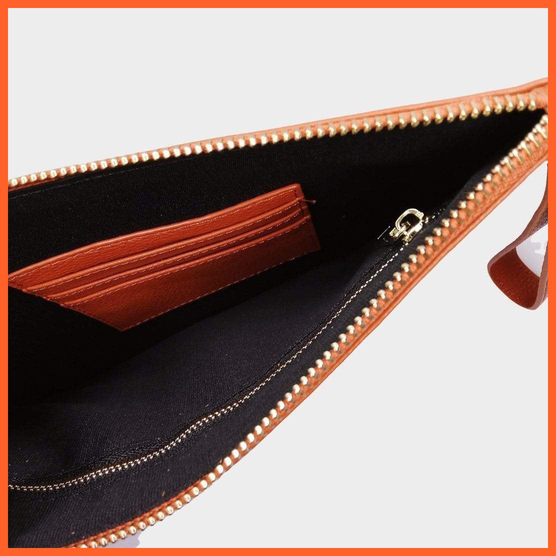 Personalised Leather Large Clutch Pouch | Cocoa Brown | whatagift.com.au.