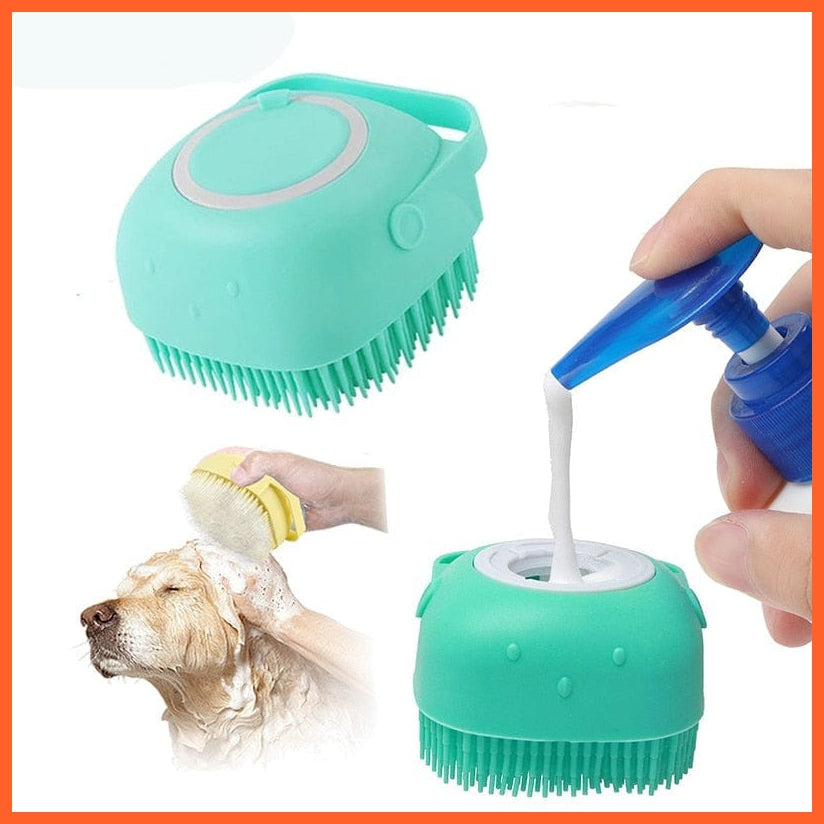 whatagift.com.au Pet Shampoo Massage Bath Brush | Soft Silicone Puppy Cat Shower Cleaning Brush| Pet Grooming Kit