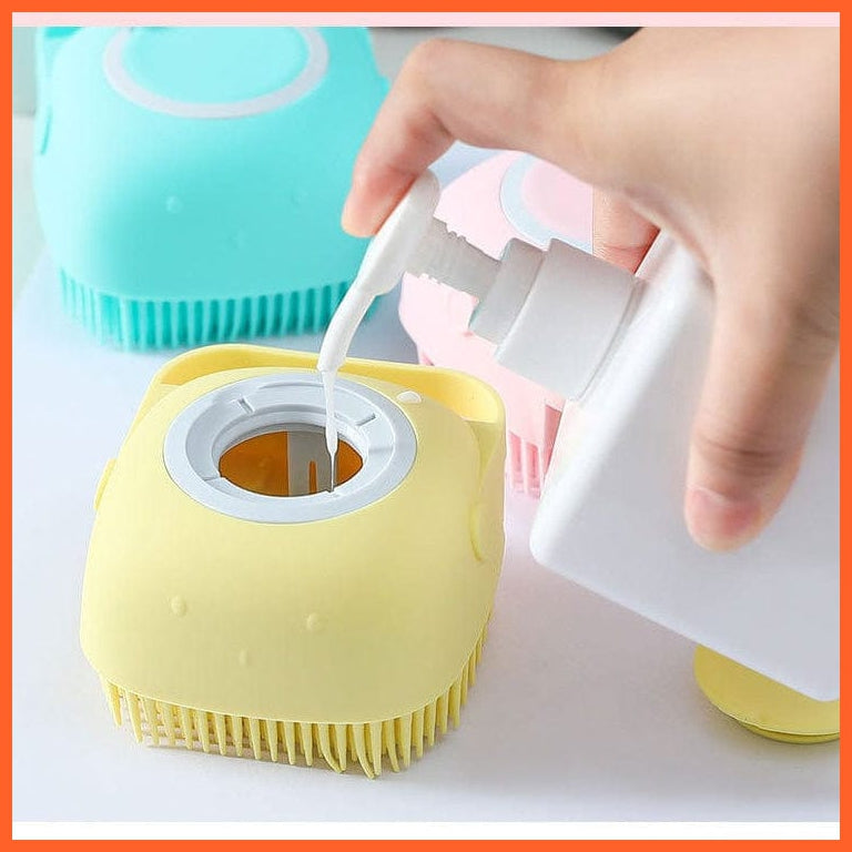 whatagift.com.au Pet Shampoo Massage Bath Brush | Soft Silicone Puppy Cat Shower Cleaning Brush| Pet Grooming Kit