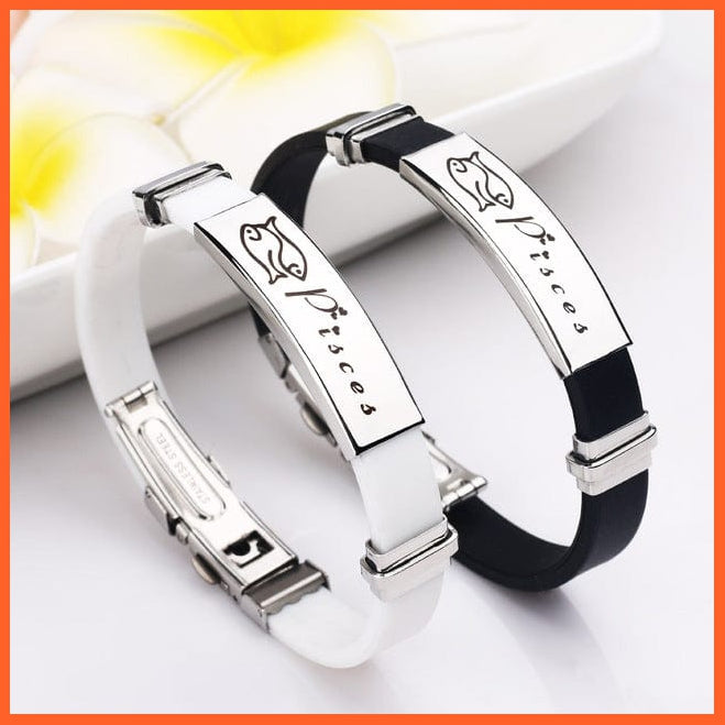 whatagift.com.au Pisces / white Women 12 Zodiac Signs Stainless Steel Bracelets