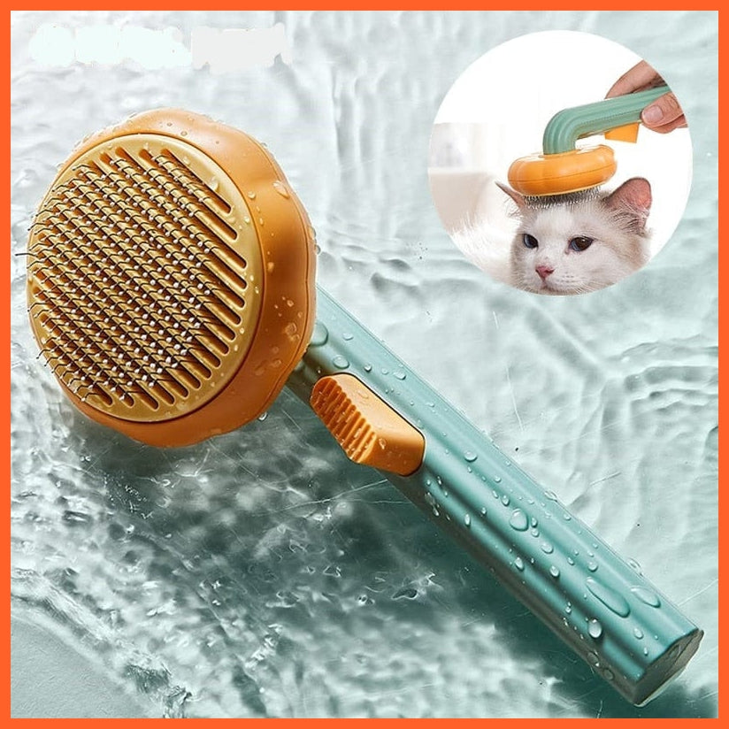 whatagift.com.au Pumpkin Self Cleaning Pet Brush for Shedding Dog Cat | Grooming Comb Removes Loose Underlayers and Tangled Hair