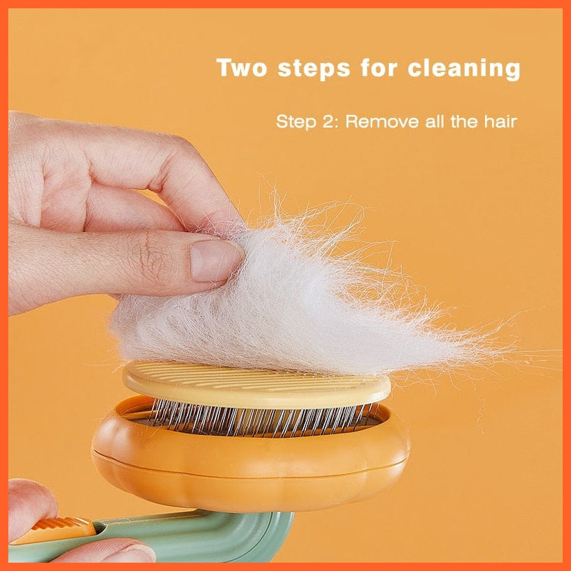 whatagift.com.au Pumpkin Self Cleaning Pet Brush for Shedding Dog Cat | Grooming Comb Removes Loose Underlayers and Tangled Hair