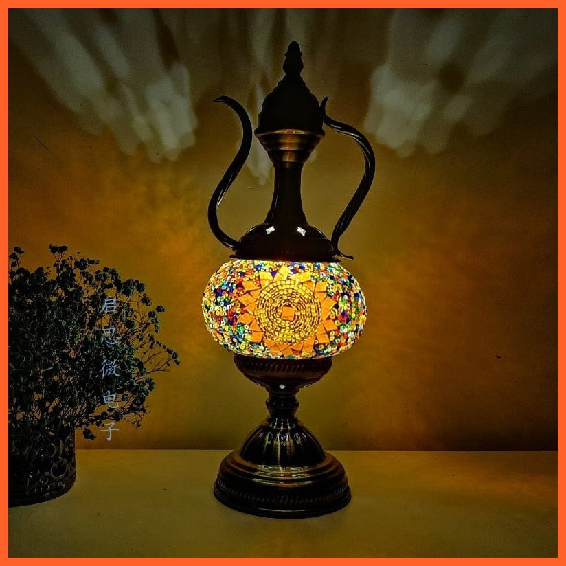 whatagift.com.au RY / EU plug Mediterranean style Turkish Mosaic Table Lamp | Handcrafted Mosaic Glass Romantic Bed light