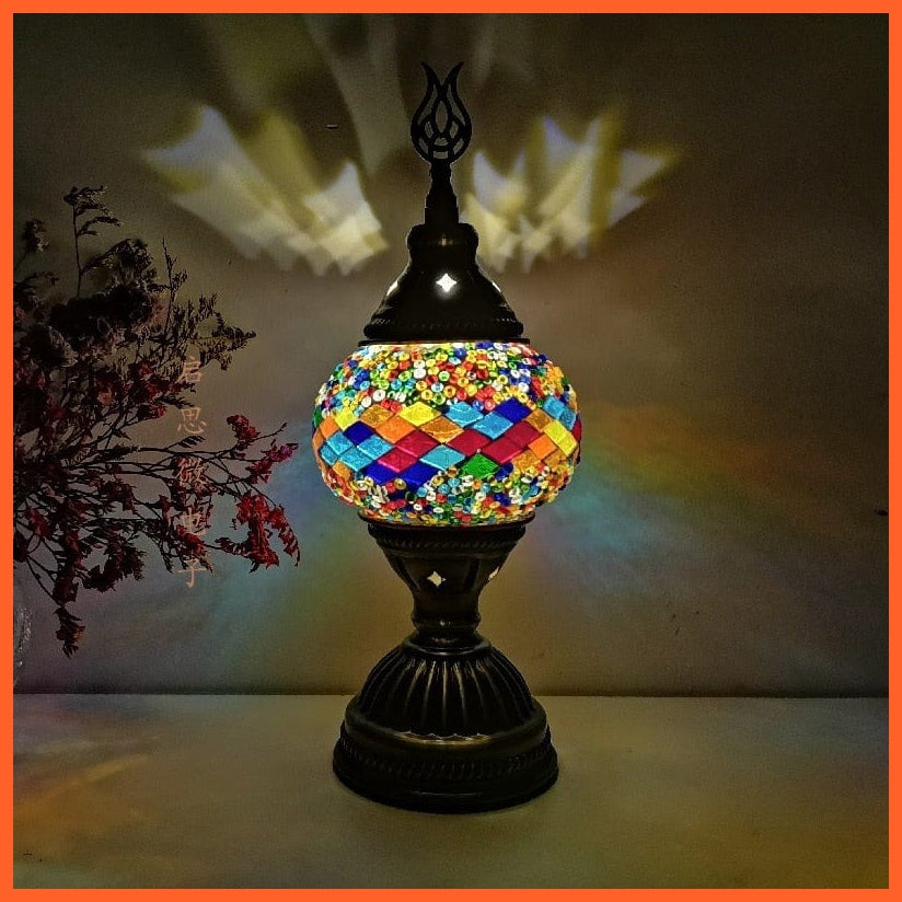 whatagift.com.au S1 / EU plug Turkish Mosaic Table Lamp vintage art | Handcrafted lamp Mosaic Glass Romantic Bed Light | Home decor