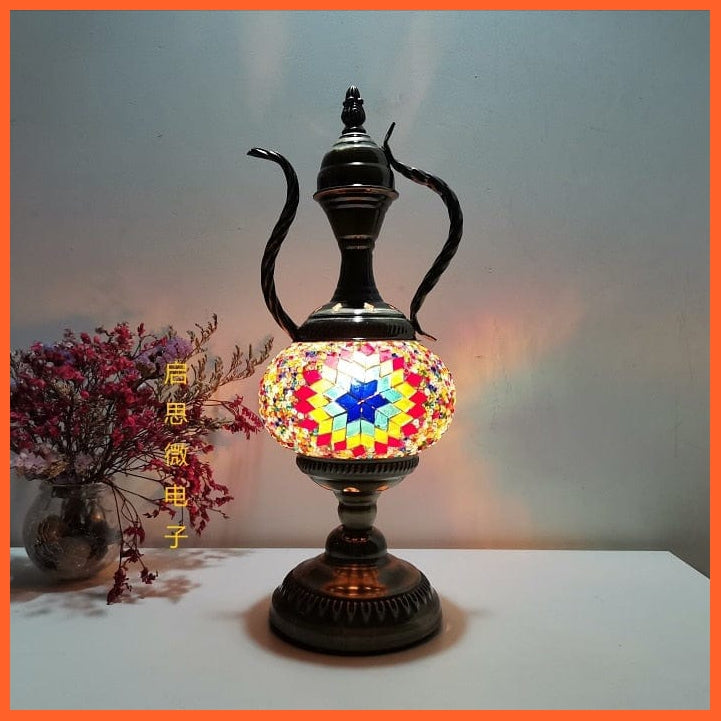 whatagift.com.au SFRB / EU plug Mediterranean style Turkish Mosaic Table Lamp | Handcrafted Mosaic Glass Romantic Bed light