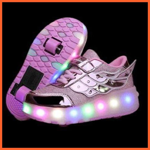 Red Rose Wing Led Roller Shoes With Usb Charging | Light Up Shoes For Girls | whatagift.com.au.